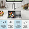 23” Workstation Undermount Single Bowl 16 Gauge Stainless Steel Kitchen Sink with WorkFlow™ Ledge and Accessories
